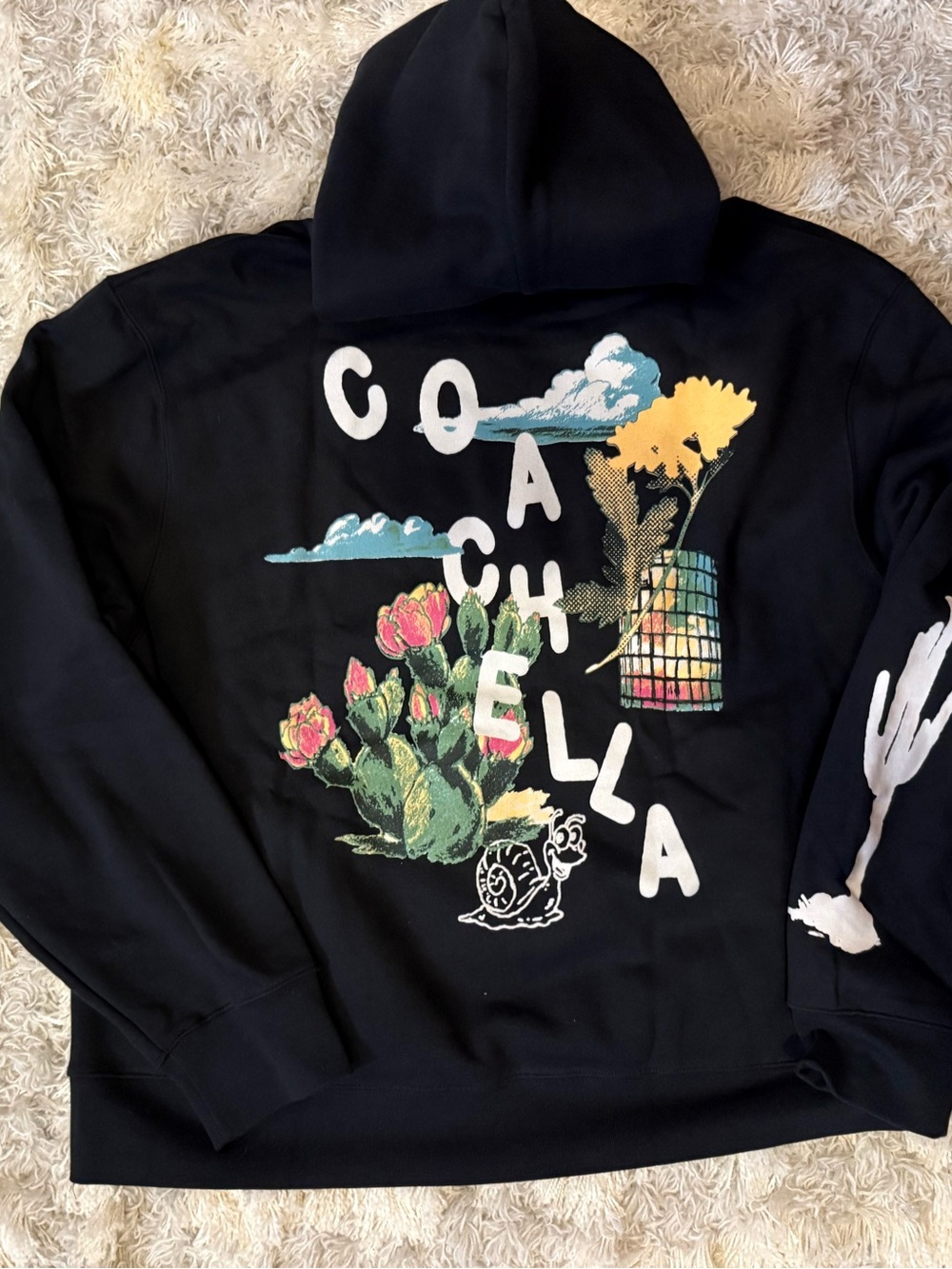 NEW XL UNISEX Coachella Black Graphic Hoodie - Picture 5 of 7